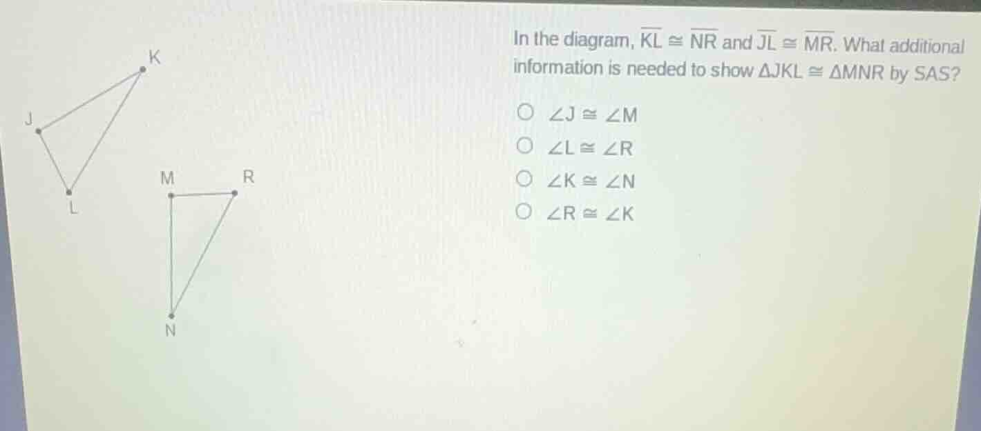in the diagram, \\(\\overline{kl} \\cong \\overline{nr}\\) and \\(\\ove…
