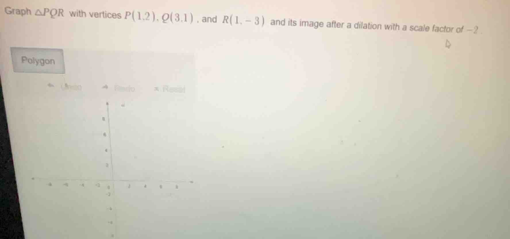 graph $\\triangle pqr$ with vertices $p(1,2)$, $q(3,1)$, and $r(1, -3)$…