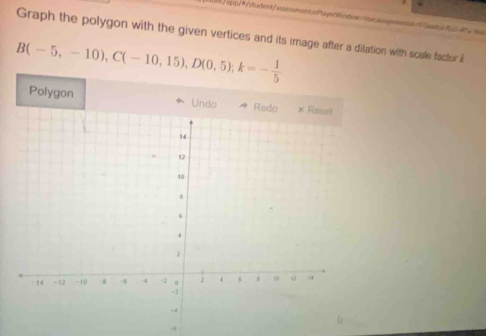 graph the polygon with the given vertices and its image after a dilatio…