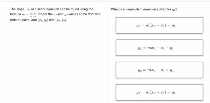 the slope, m, of a linear equation can be found using the formula $m = …