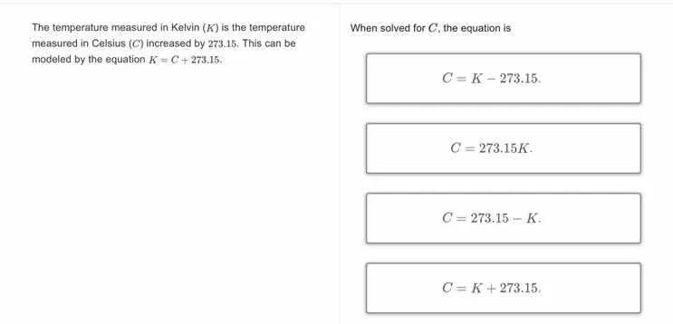 the temperature measured in kelvin ($k$) is the temperature measured in…