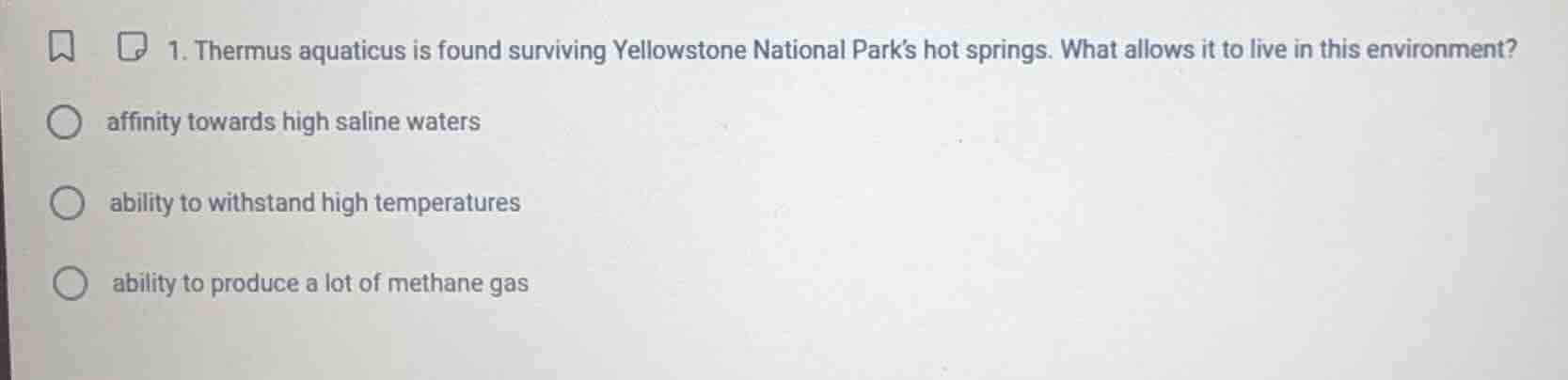 1. thermus aquaticus is found surviving yellowstone national park’s hot…