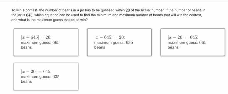to win a contest, the number of beans in a jar has to be guessed within…