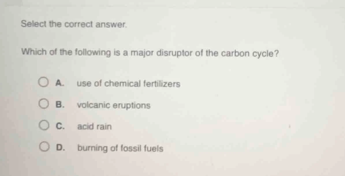 select the correct answer. which of the following is a major disruptor …