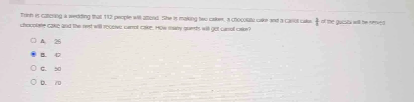 trinh is catering a wedding that 112 people will attend. she is making …