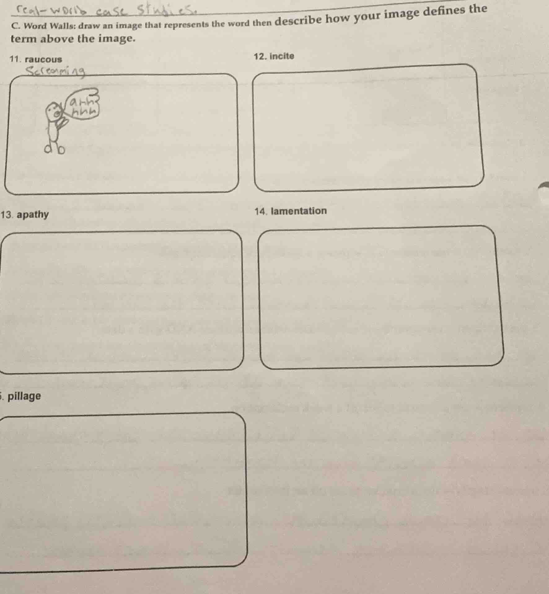 real-world case studies. c. word walls: draw an image that represents t…