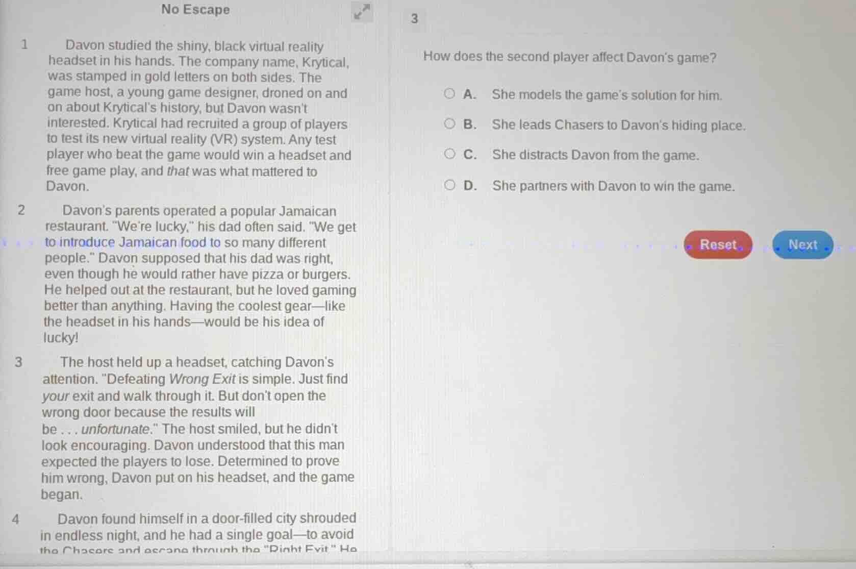 no escape 1 davon studied the shiny, black virtual reality headset in h…