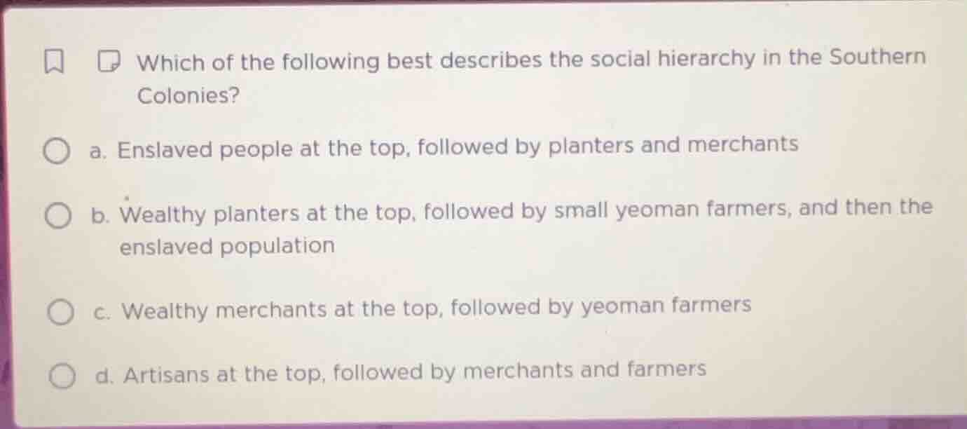 which of the following best describes the social hierarchy in the south…