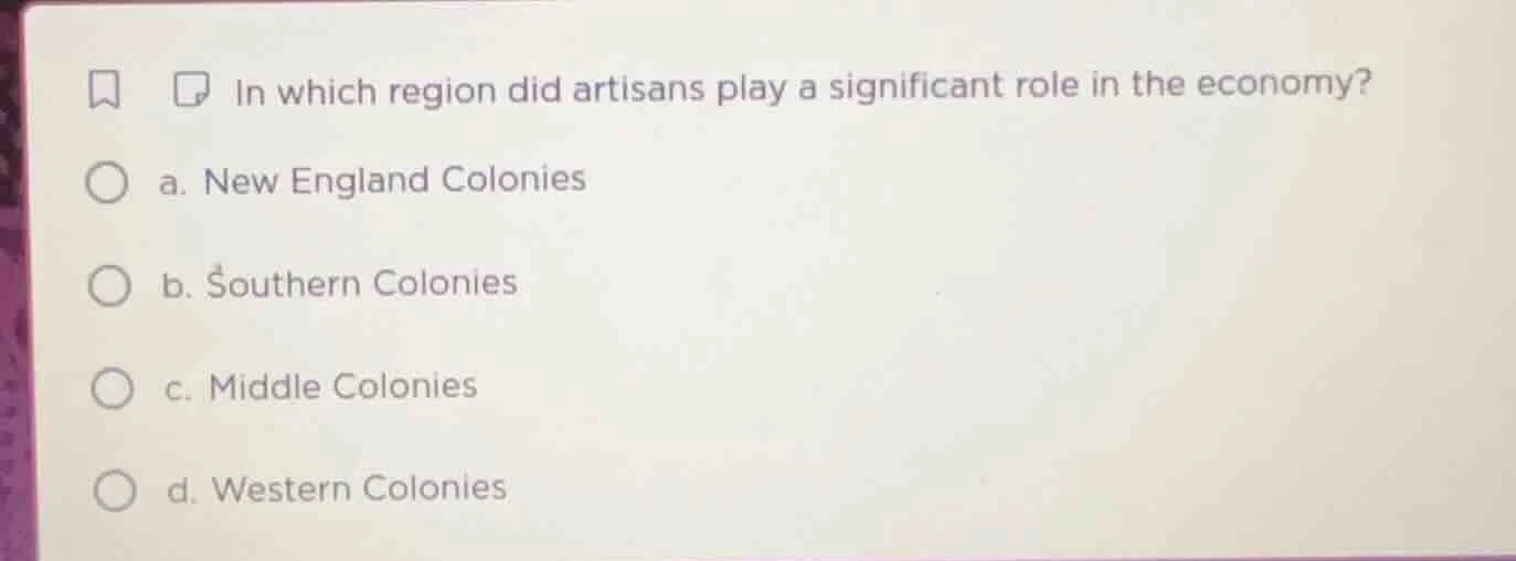 in which region did artisans play a significant role in the economy? a.…