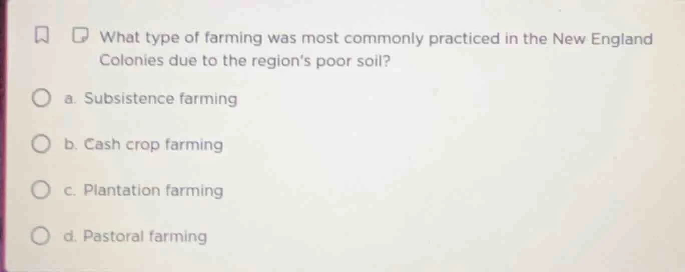 what type of farming was most commonly practiced in the new england col…
