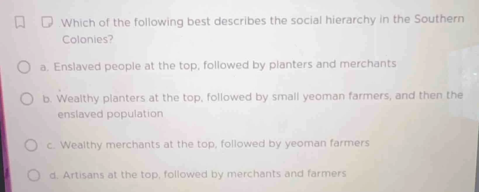 which of the following best describes the social hierarchy in the south…