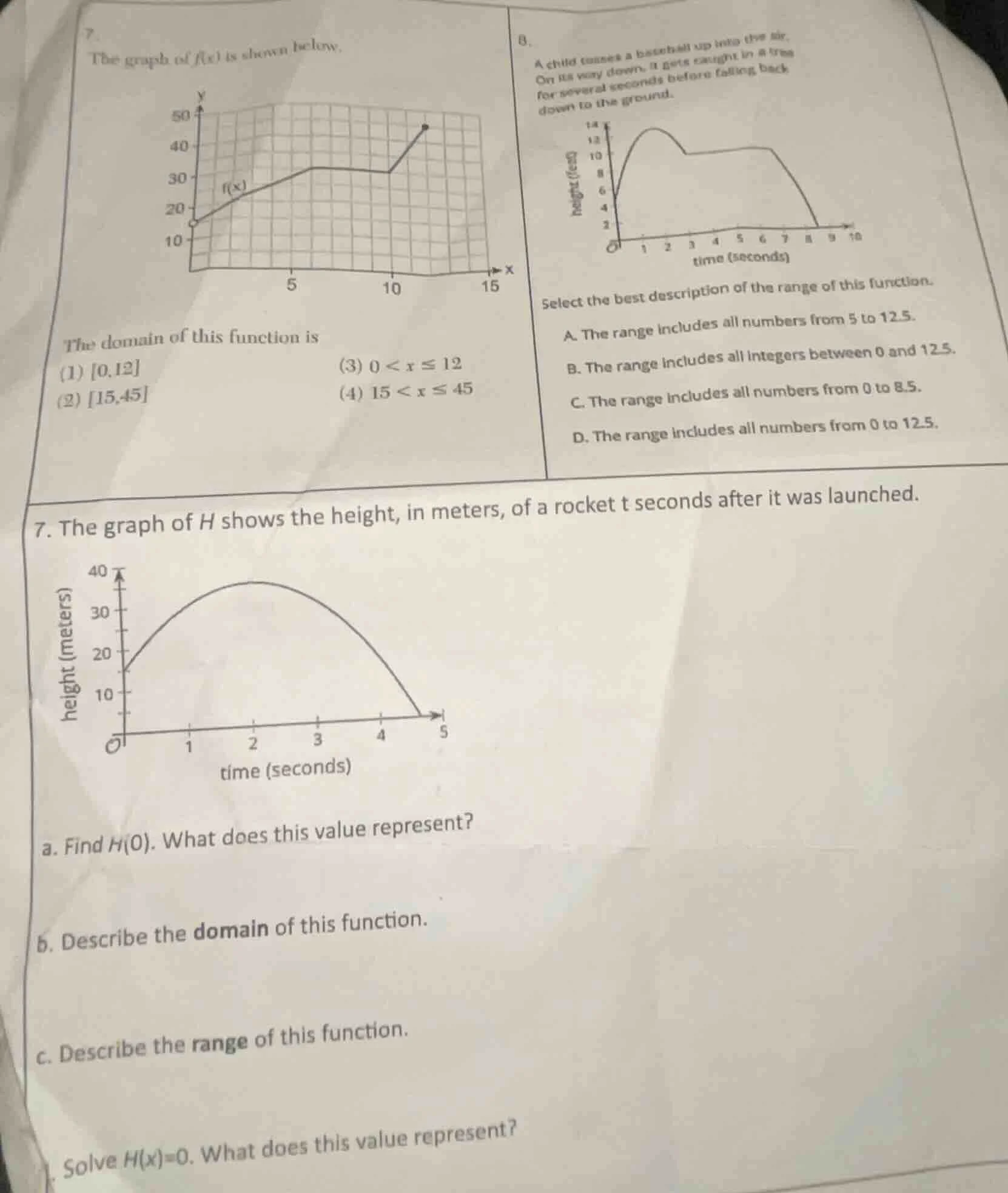 7. the graph of f(x) is shown below. the domain of this function is (1)…