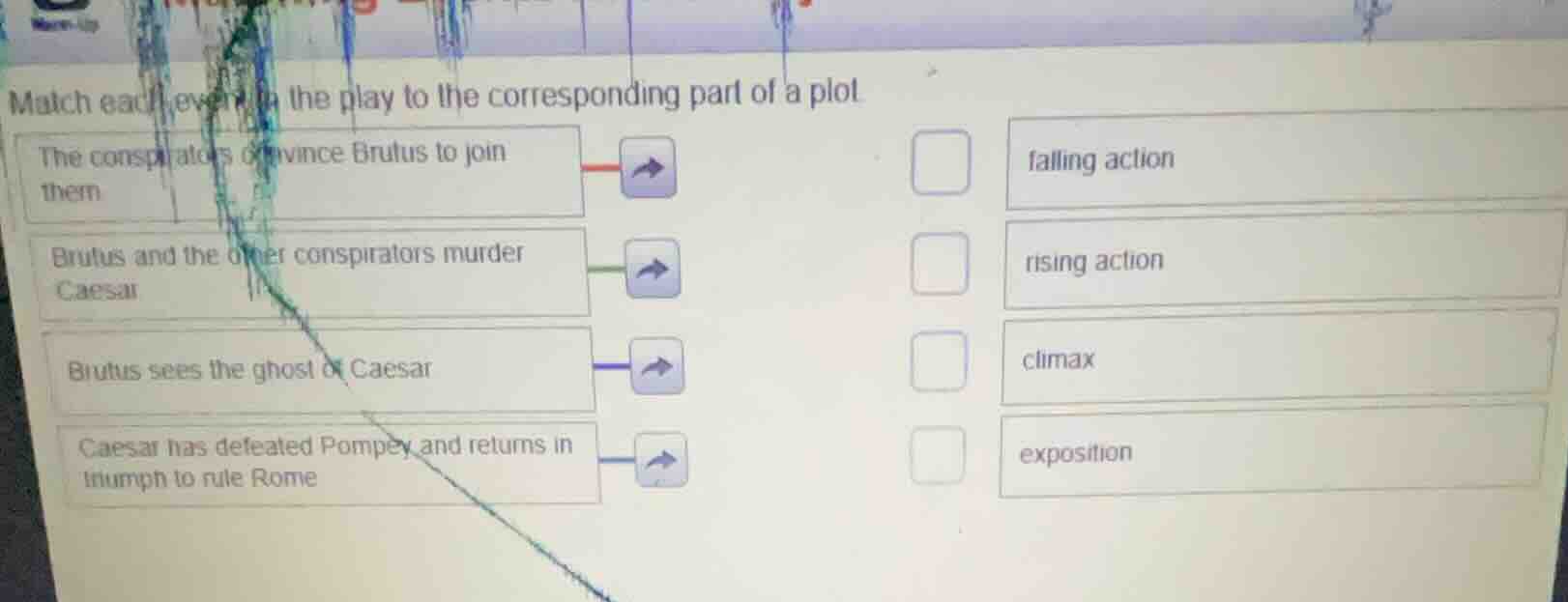 match each event in the play to the corresponding part of a plot. the c…