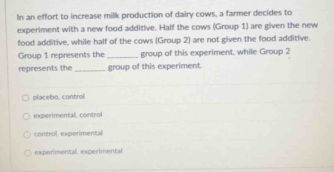 in an effort to increase milk production of dairy cows, a farmer decide…