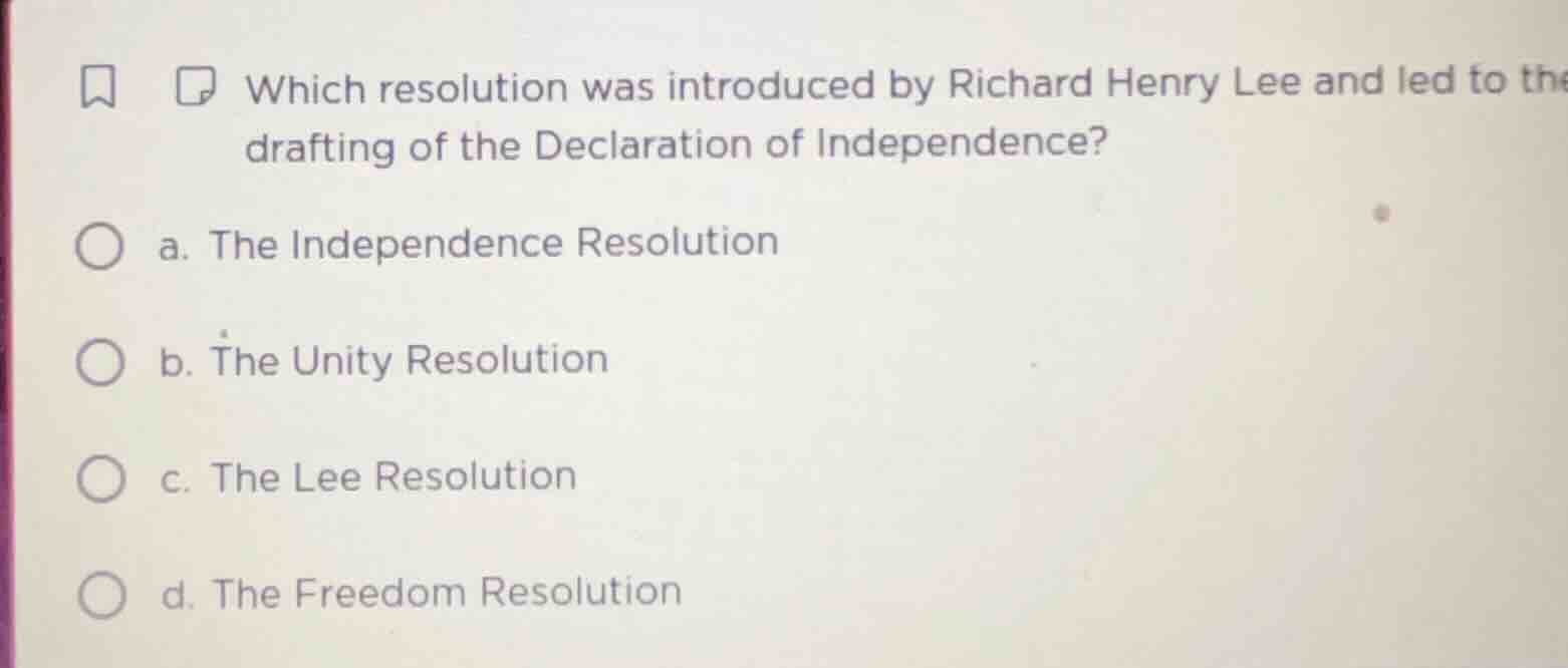 which resolution was introduced by richard henry lee and led to the dra…