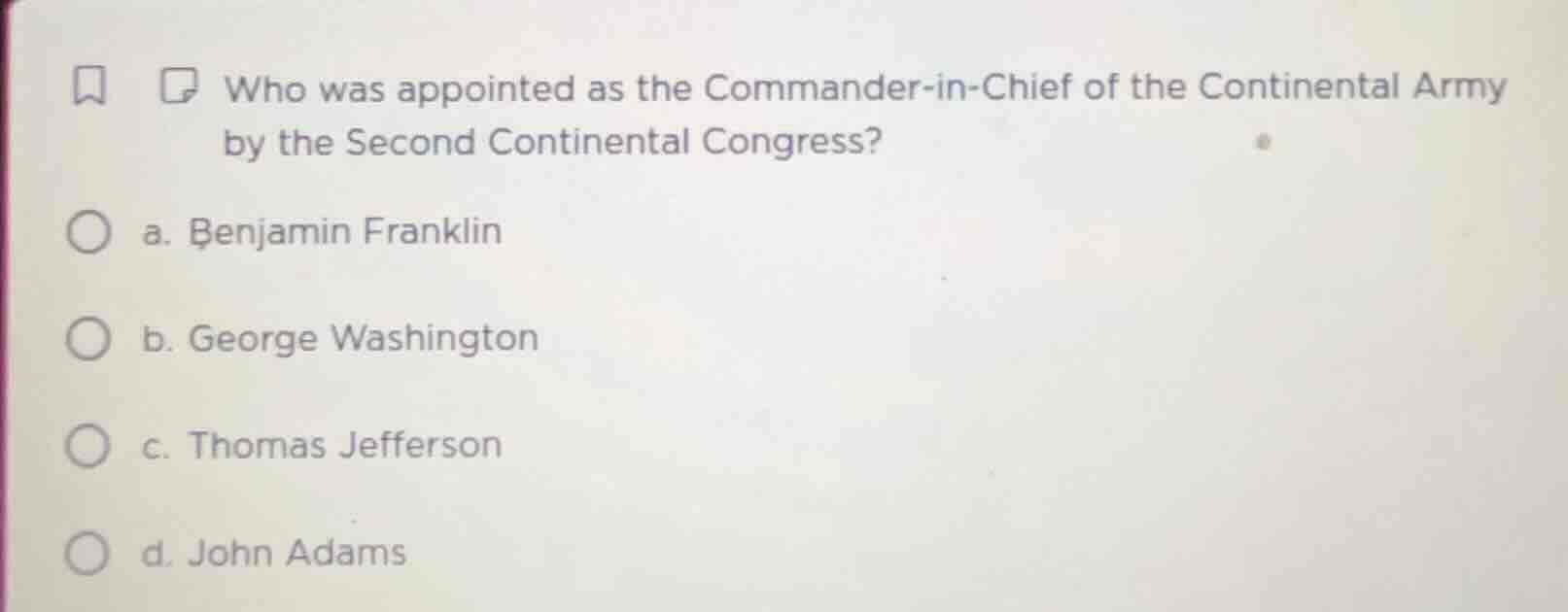 who was appointed as the commander-in-chief of the continental army by …