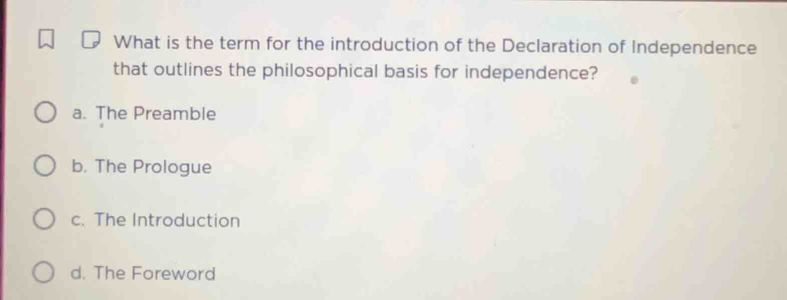 what is the term for the introduction of the declaration of independenc…