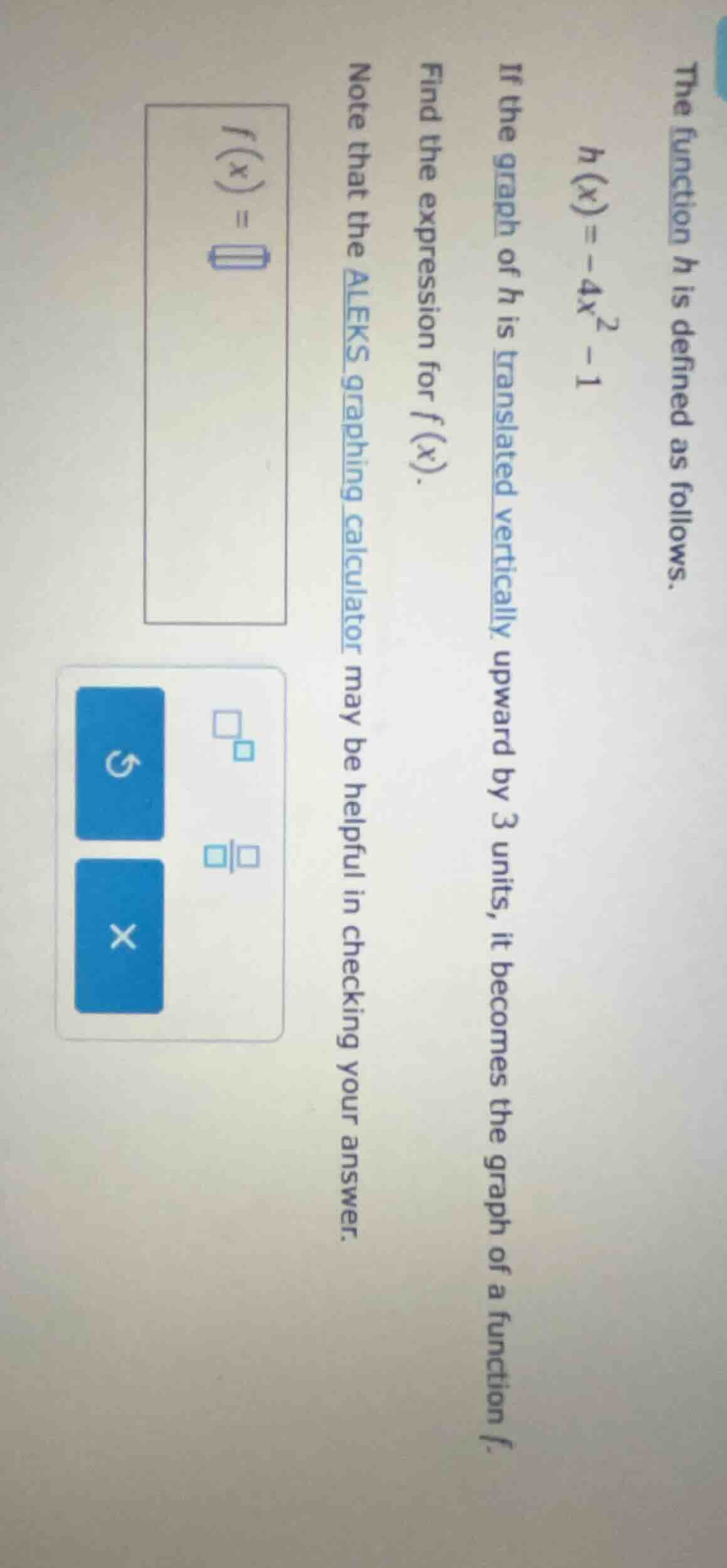 the function h is defined as follows. ( h(x) = -4x^2 - 1 ) if the graph…