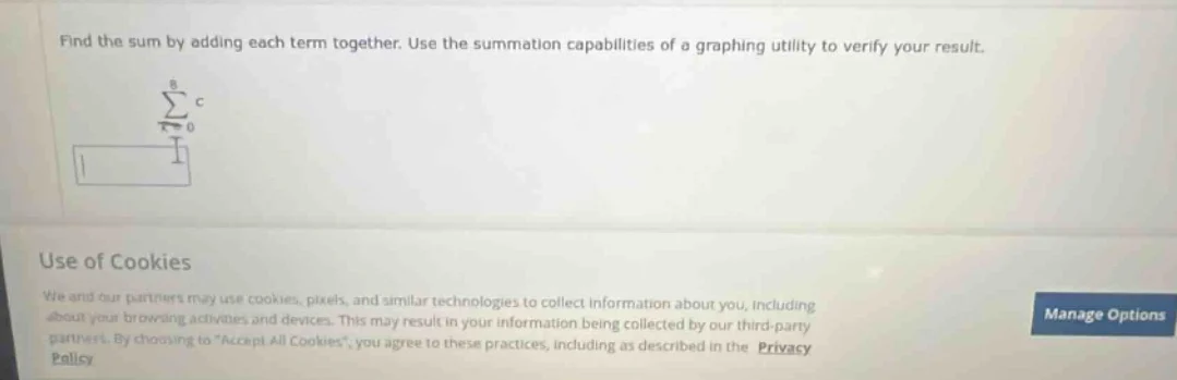 find the sum by adding each term together. use the summation capabiliti…