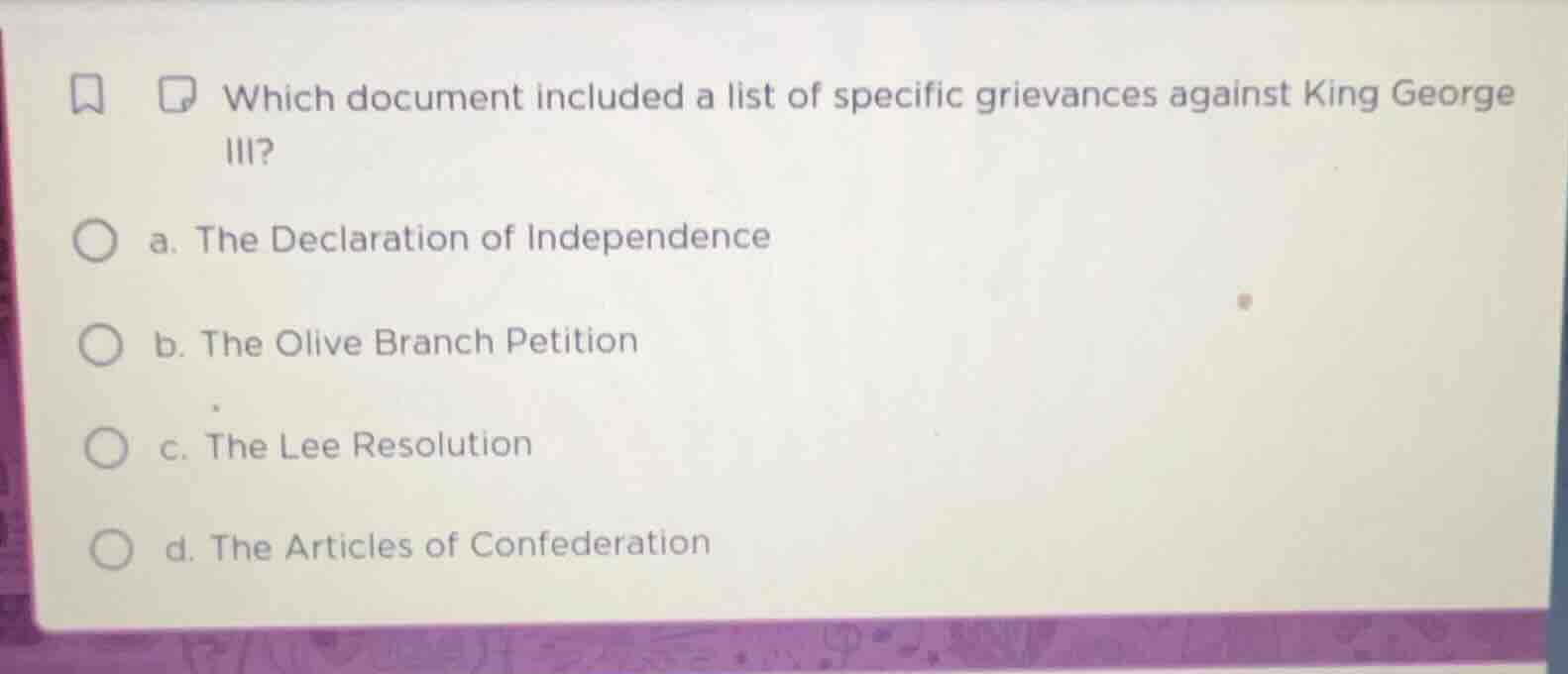 which document included a list of specific grievances against king geor…