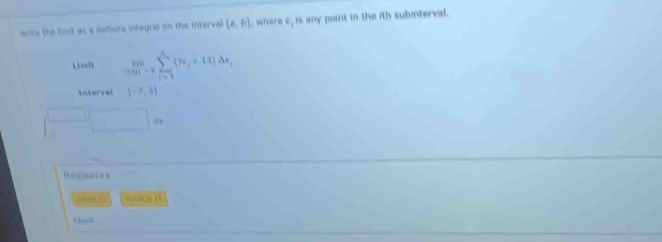 write the limit as a definite integral on the interval a, b, where ( c_…