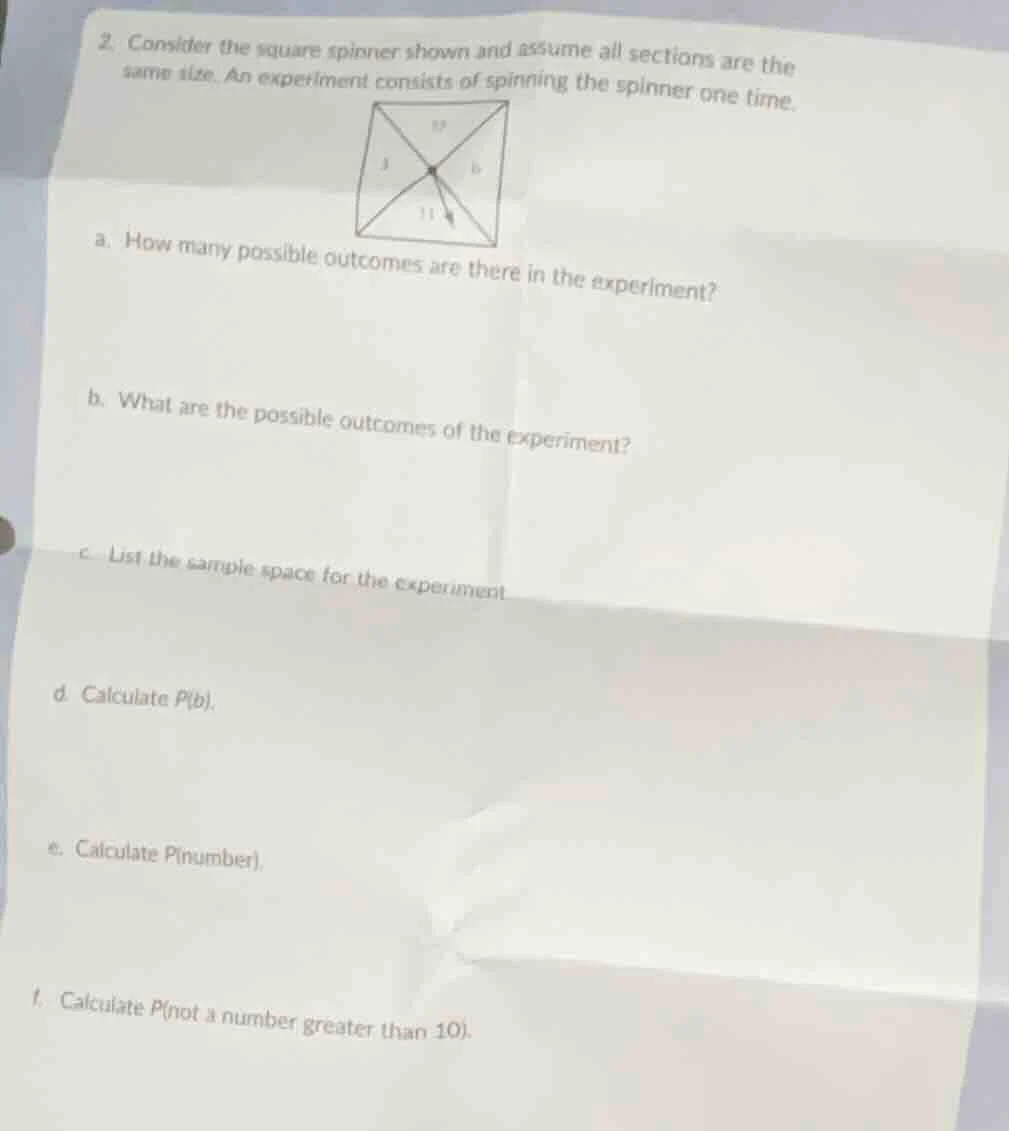 2. consider the square spinner shown and assume all sections are the sa…