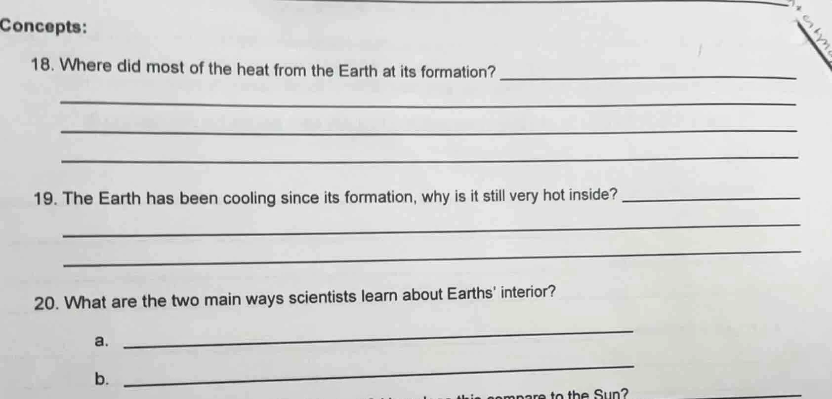 concepts: 18. where did most of the heat from the earth at its formatio…