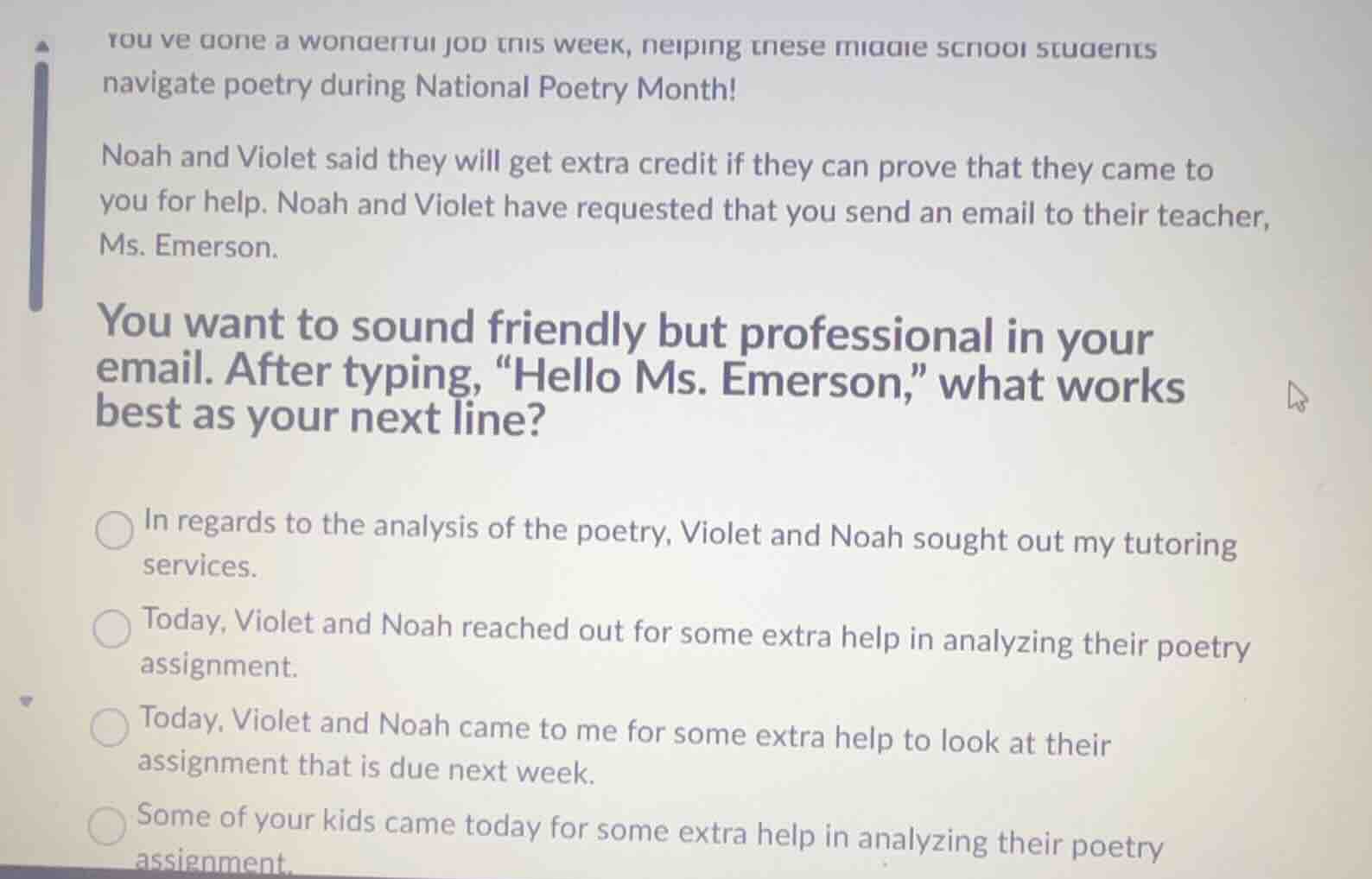 youve done a wonderful job this week, helping these middle school stude…