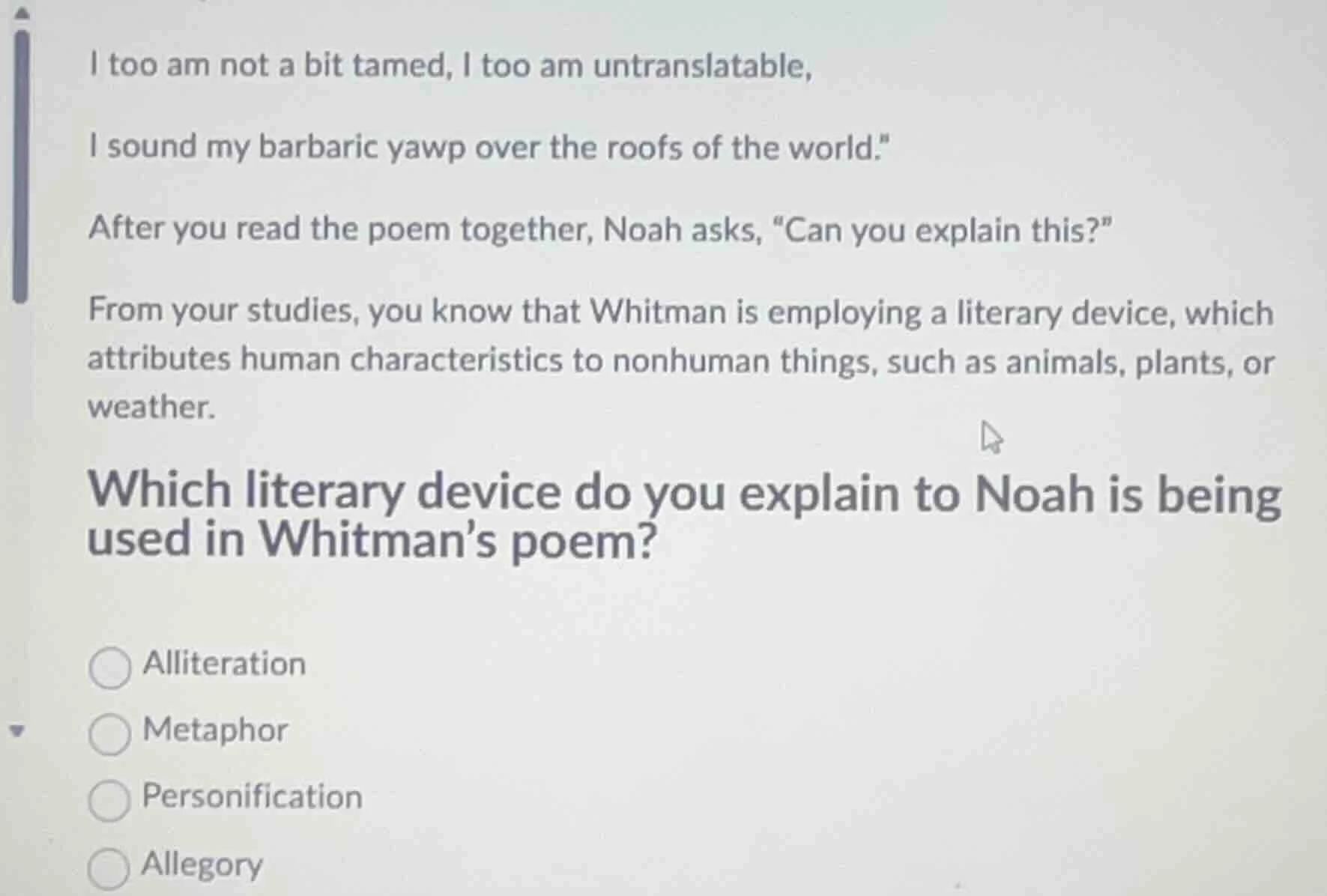 i too am not a bit tamed, i too am untranslatable, i sound my barbaric …