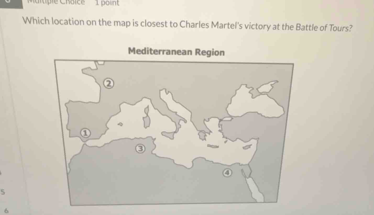 multiple choice 1 point which location on the map is closest to charles…