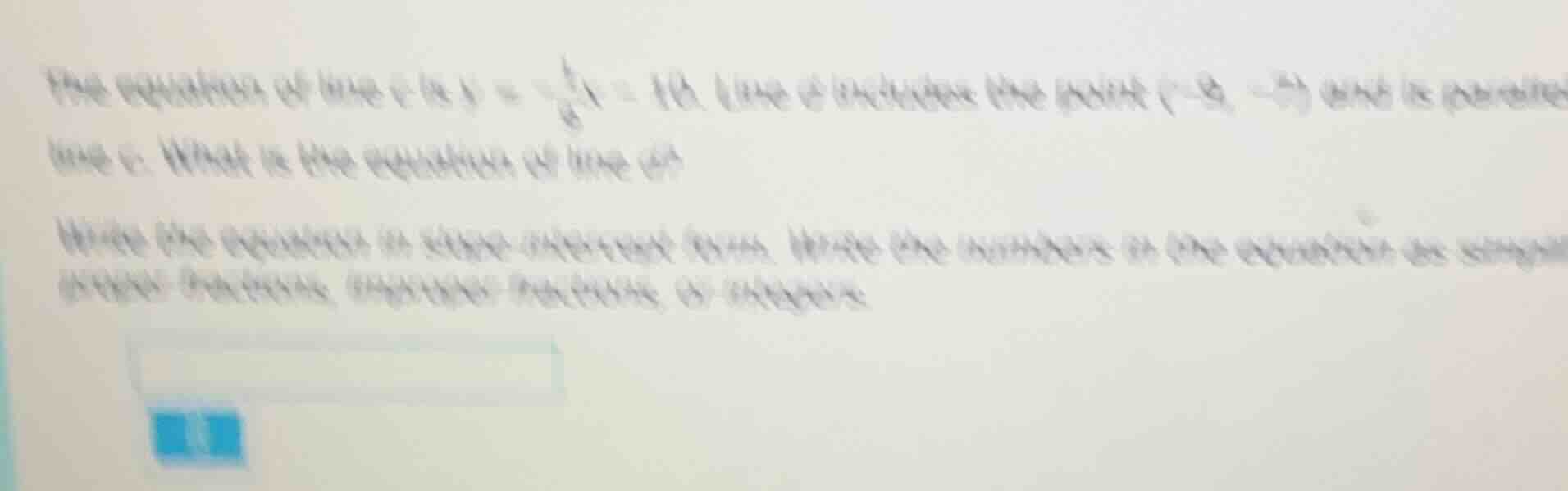 the equation of line ( c ) is ( y = -\frac{1}{8}x - 10 ). line ( d ) in…