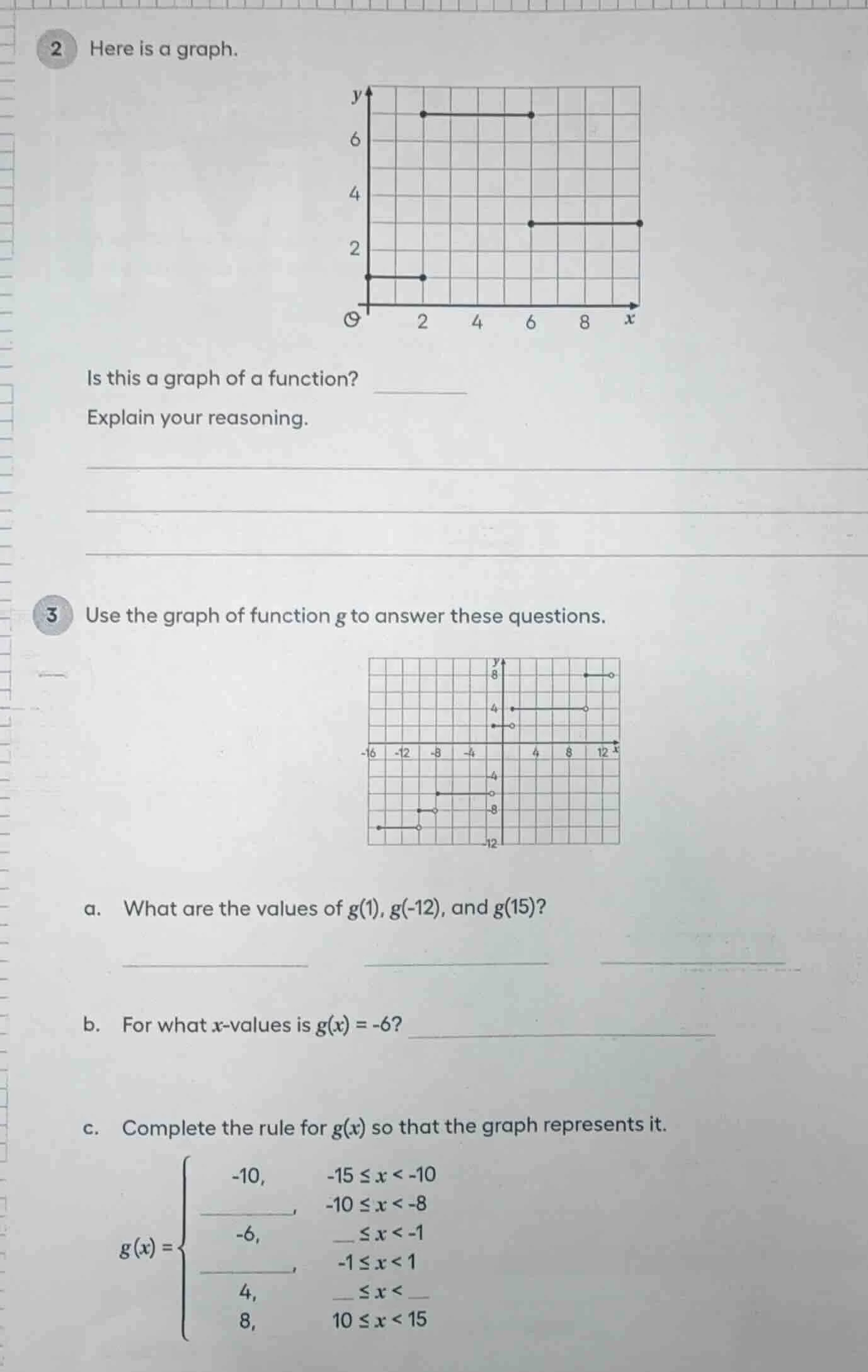 2 here is a graph. graph of a piecewise function with three horizontal …