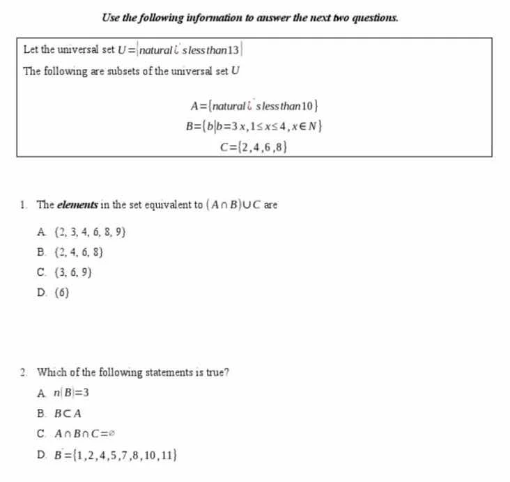 use the following information to answer the next two questions. let the…