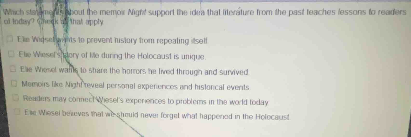 which statements about the memoir night support the idea that literatur…