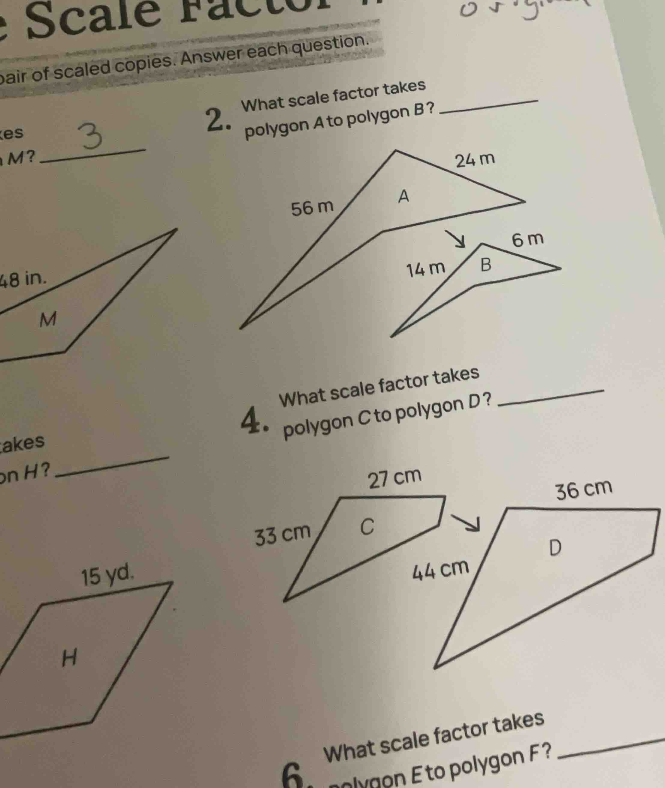 scale factor air of scaled copies. answer each question. 2. what scale …