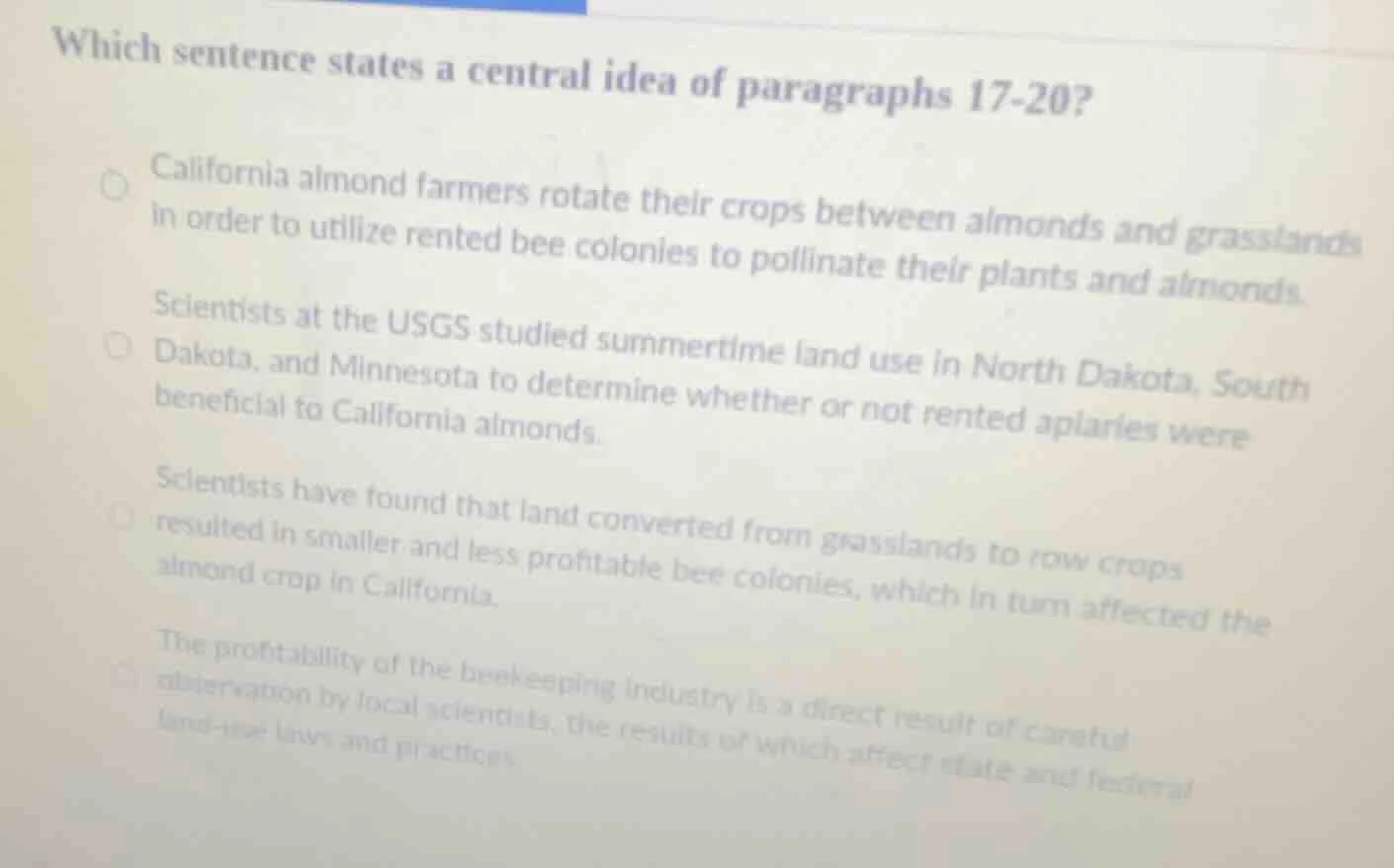 which sentence states a central idea of paragraphs 17-20? ○ california …