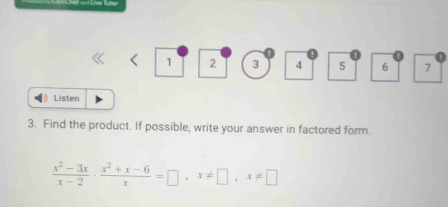 3. find the product. if possible, write your answer in factored form. \…