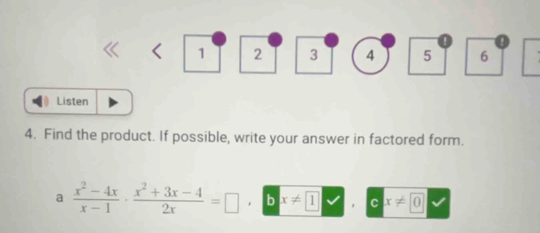 4. find the product. if possible, write your answer in factored form. a…