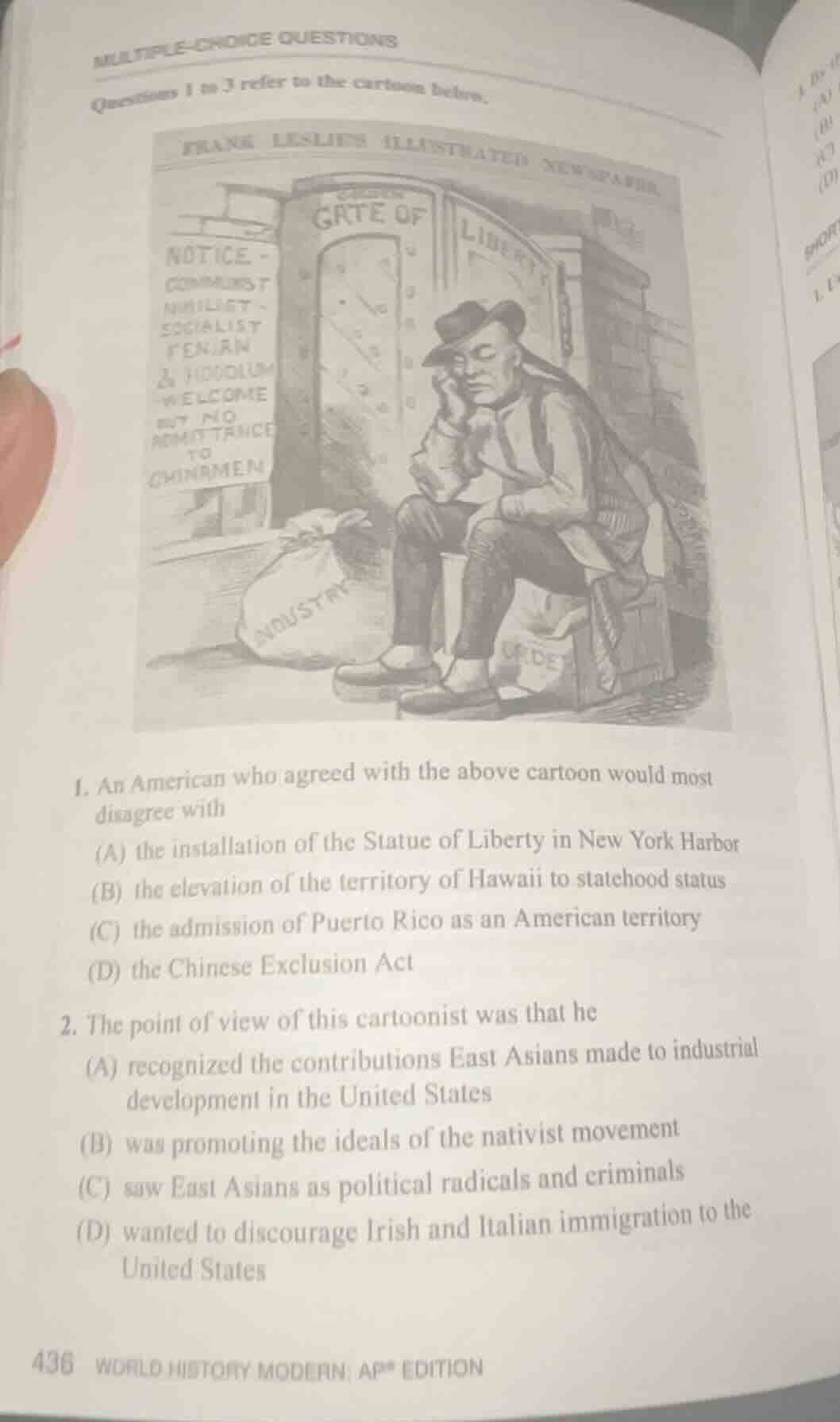 multiple-choice questions questions 1 to 3 refer to the cartoon below. …