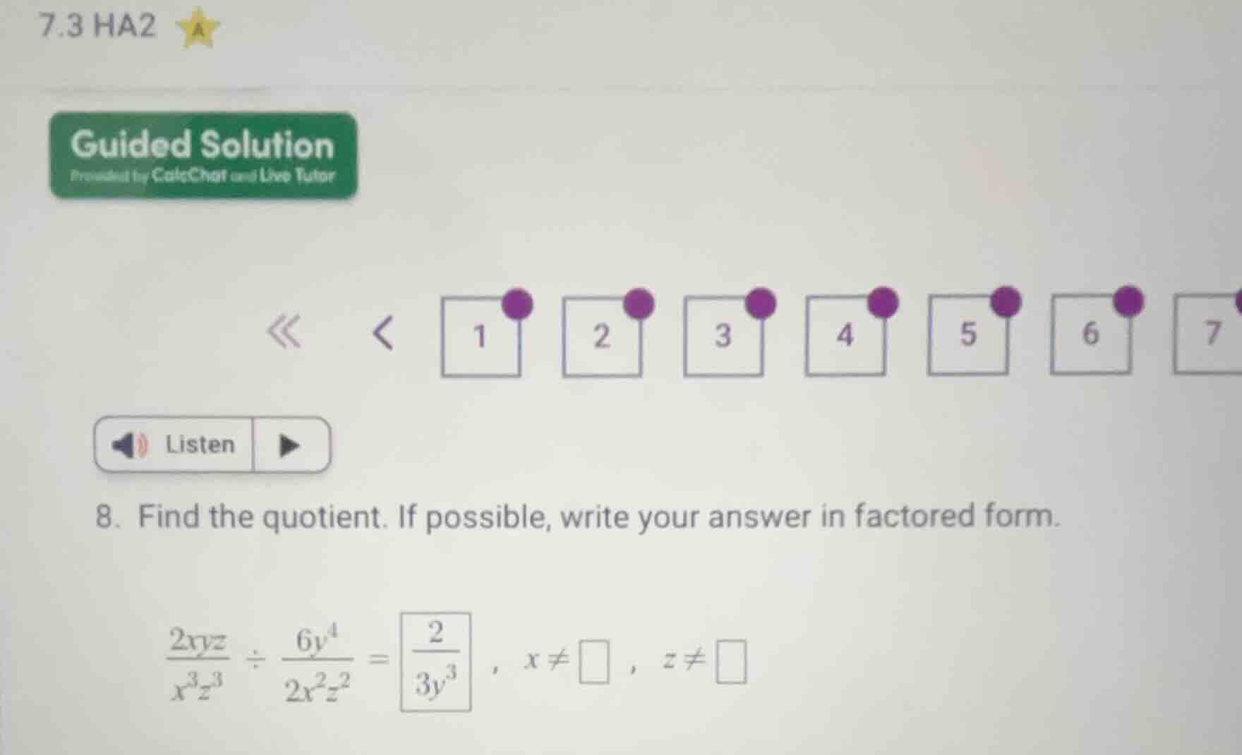 7.3 ha2 guided solution provided by calcchat and live tutor 8. find the…