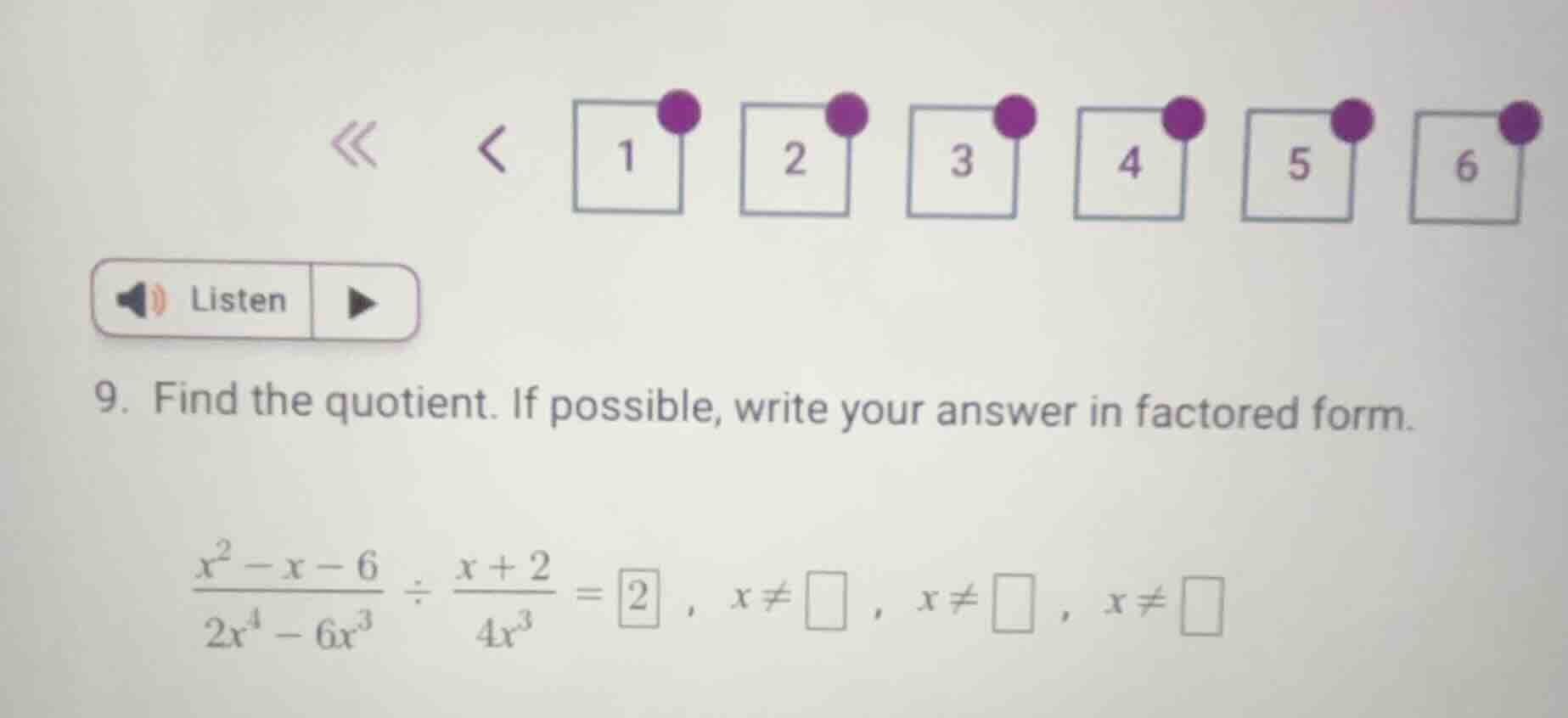 9. find the quotient. if possible, write your answer in factored form. …