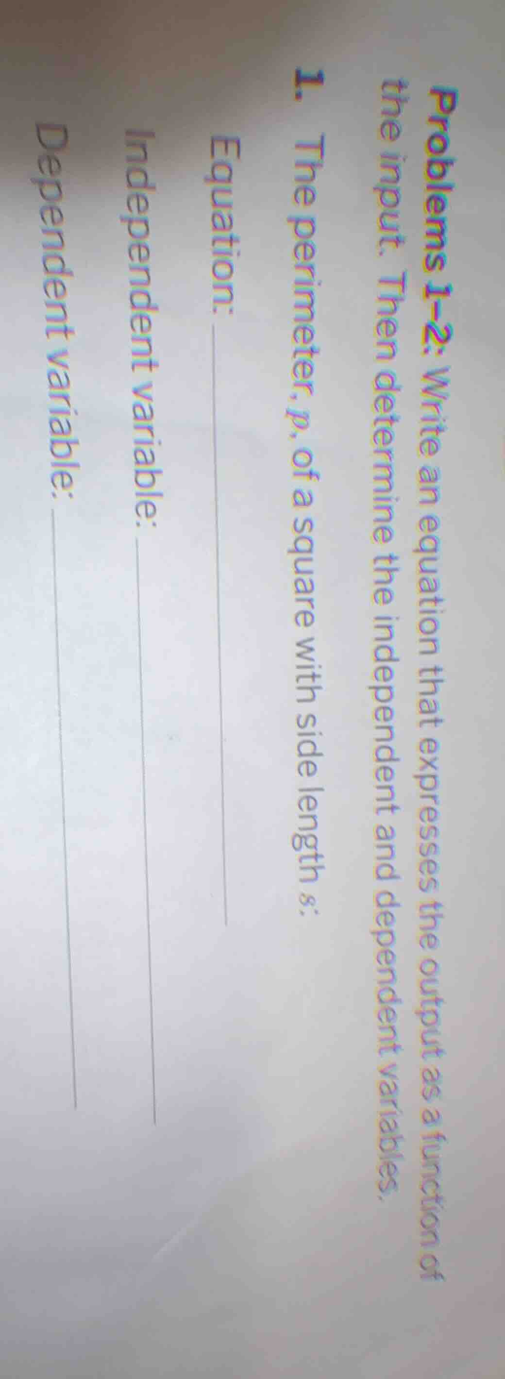 problems 1–2: write an equation that expresses the output as a function…