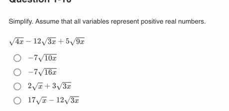 simplify. assume that all variables represent positive real numbers. \\…