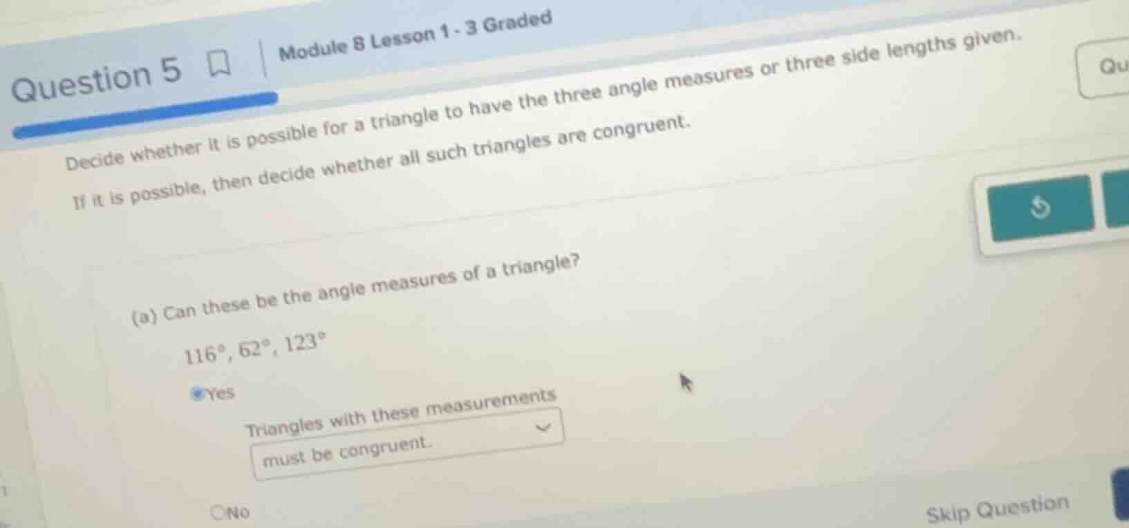 question 5 module 8 lesson 1 - 3 graded decide whether it is possible f…