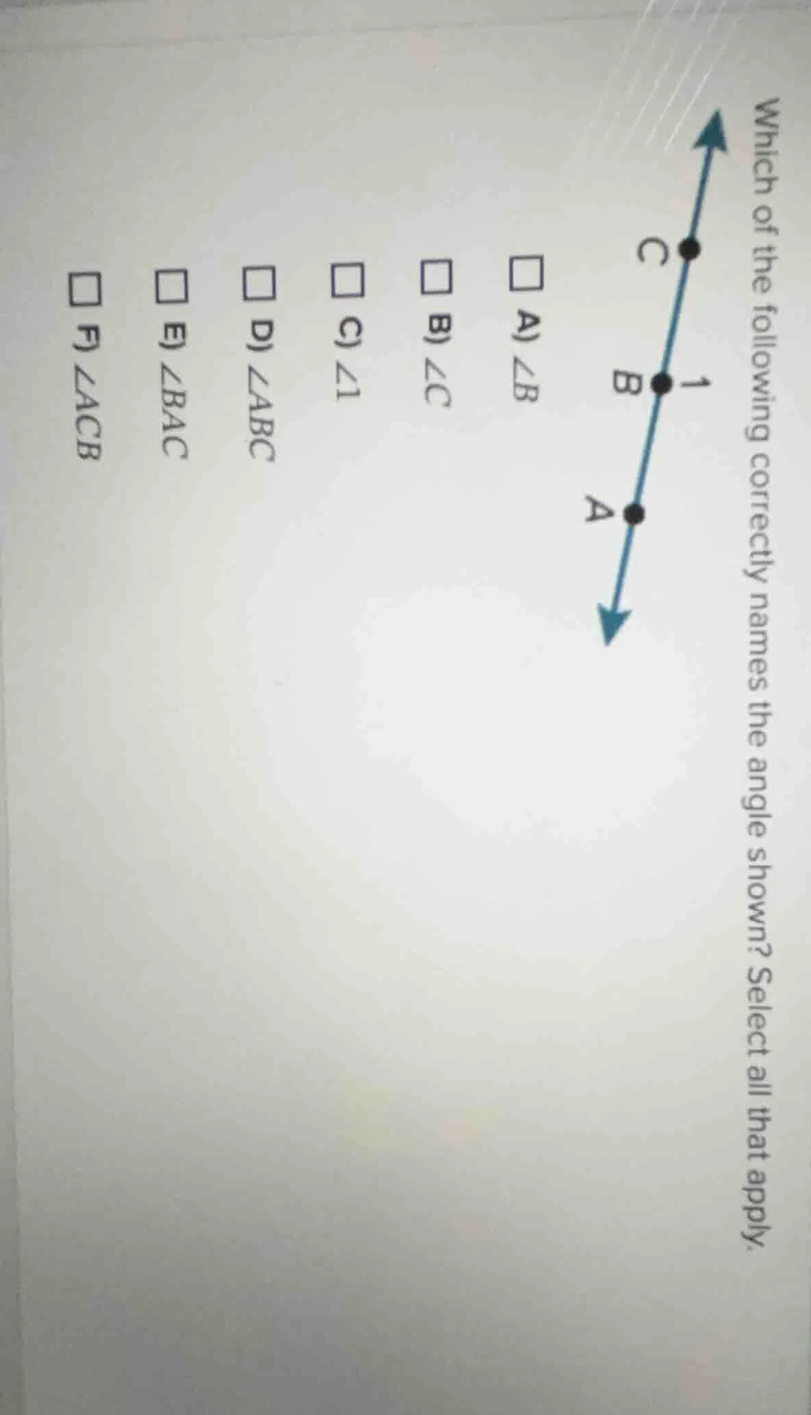 which of the following correctly names the angle shown? select all that…