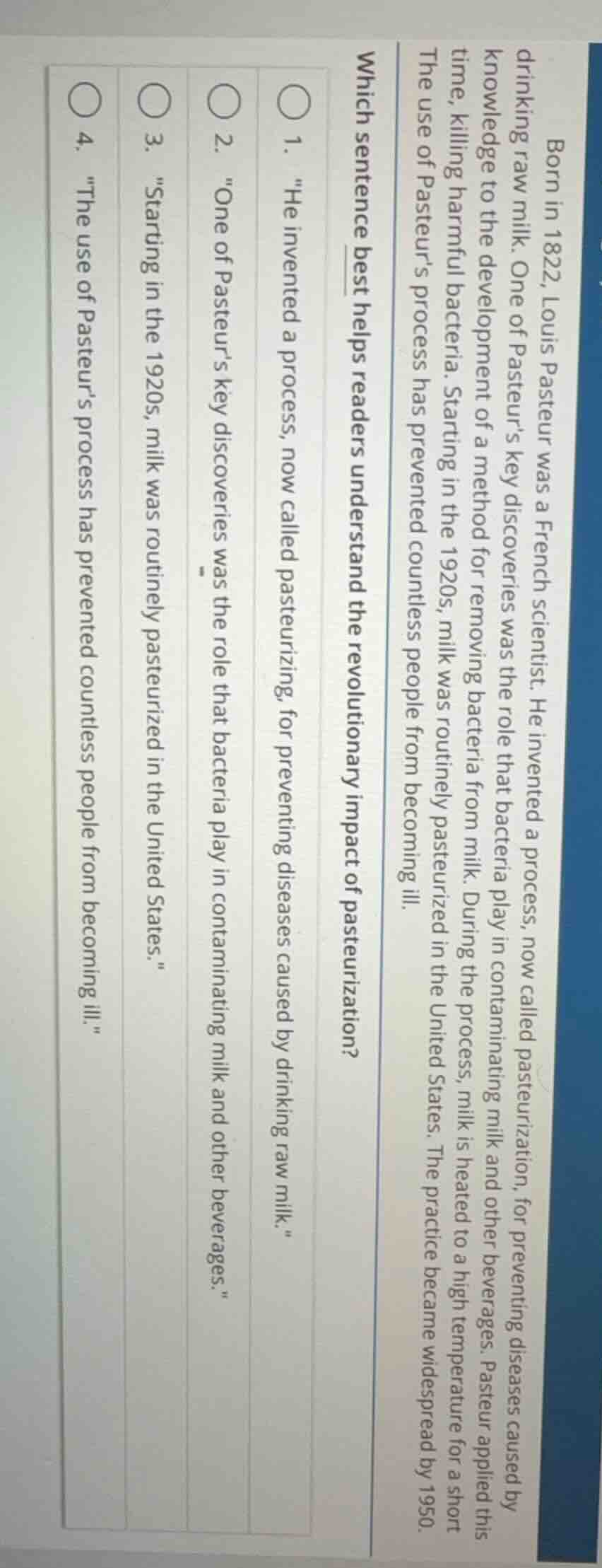 born in 1822, louis pasteur was a french scientist. he invented a proce…