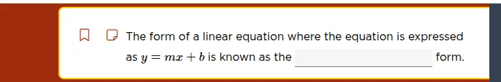 the form of a linear equation where the equation is expressed as $y = m…