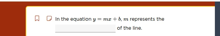 in the equation $y = mx + b$, $m$ represents the \\underline{\\hspace{3…