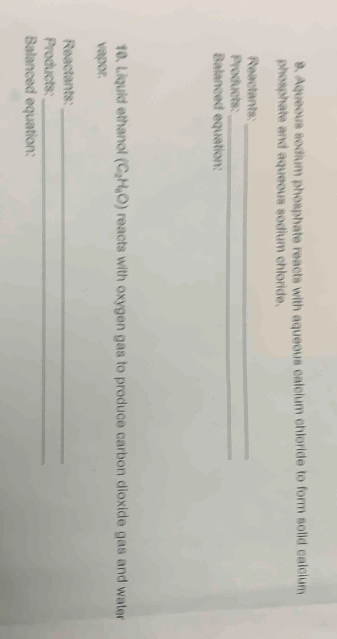8. aqueous sodium phosphate reacts with aqueous calcium chloride to for…