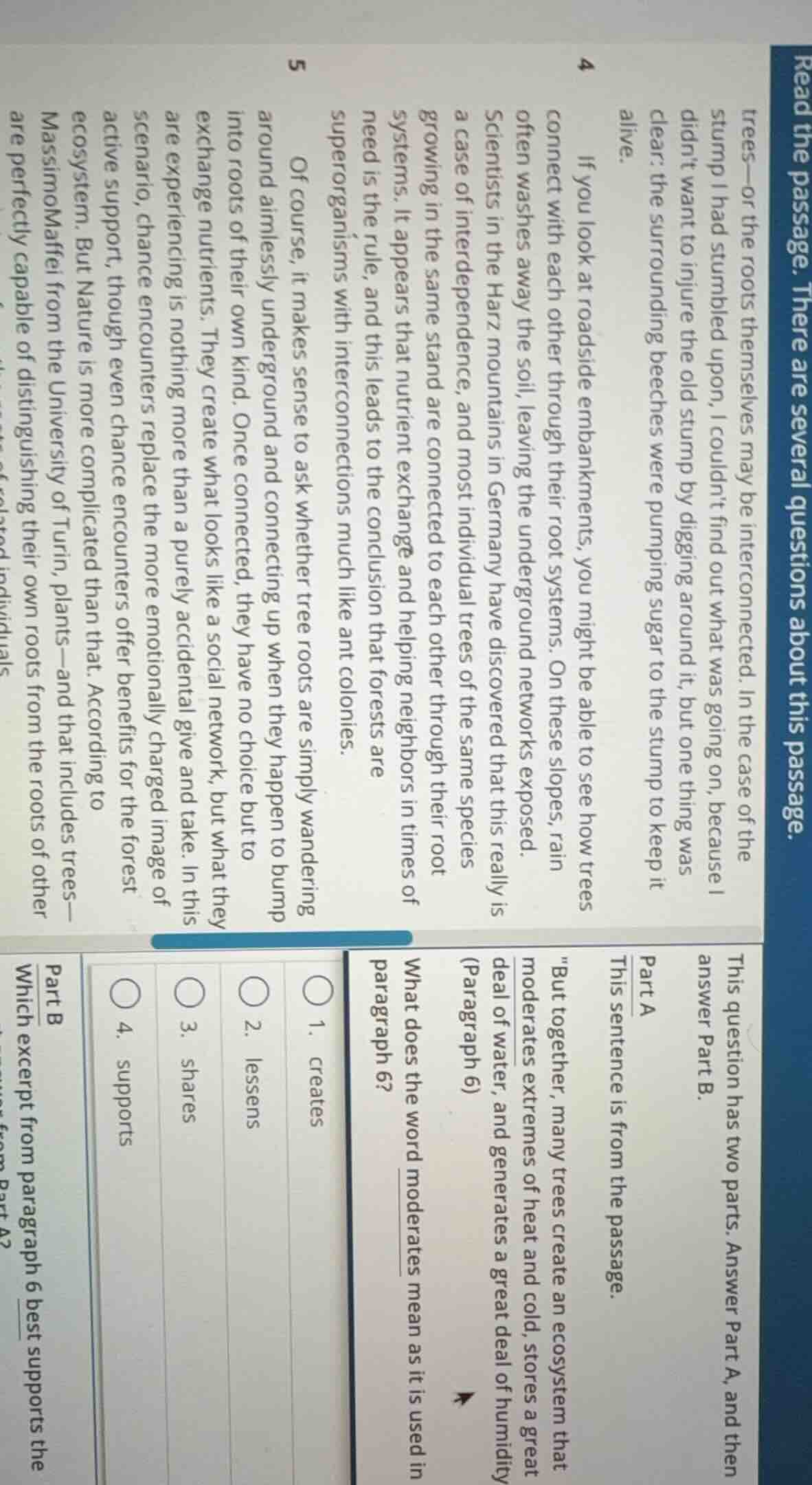 read the passage. there are several questions about this passage. 4 tre…